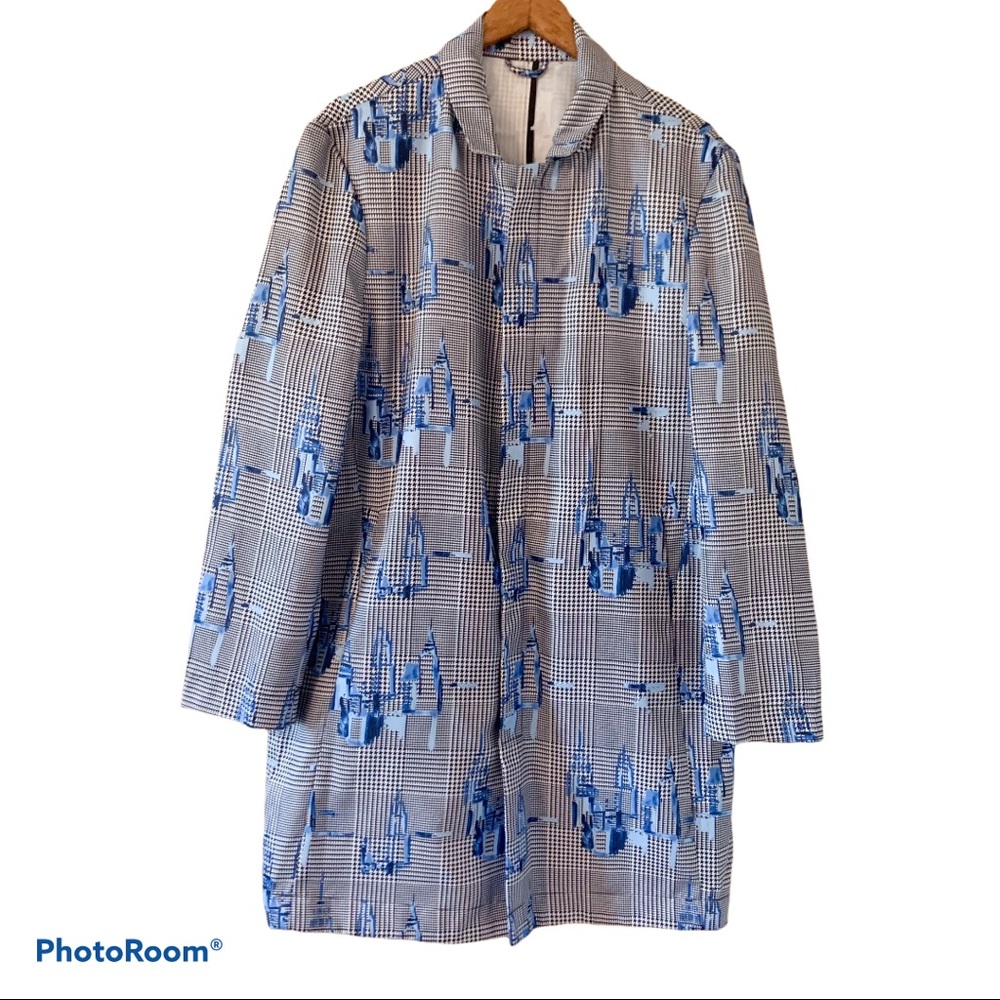 Alfani Blue Gray Plaid Geometric Sports Coat